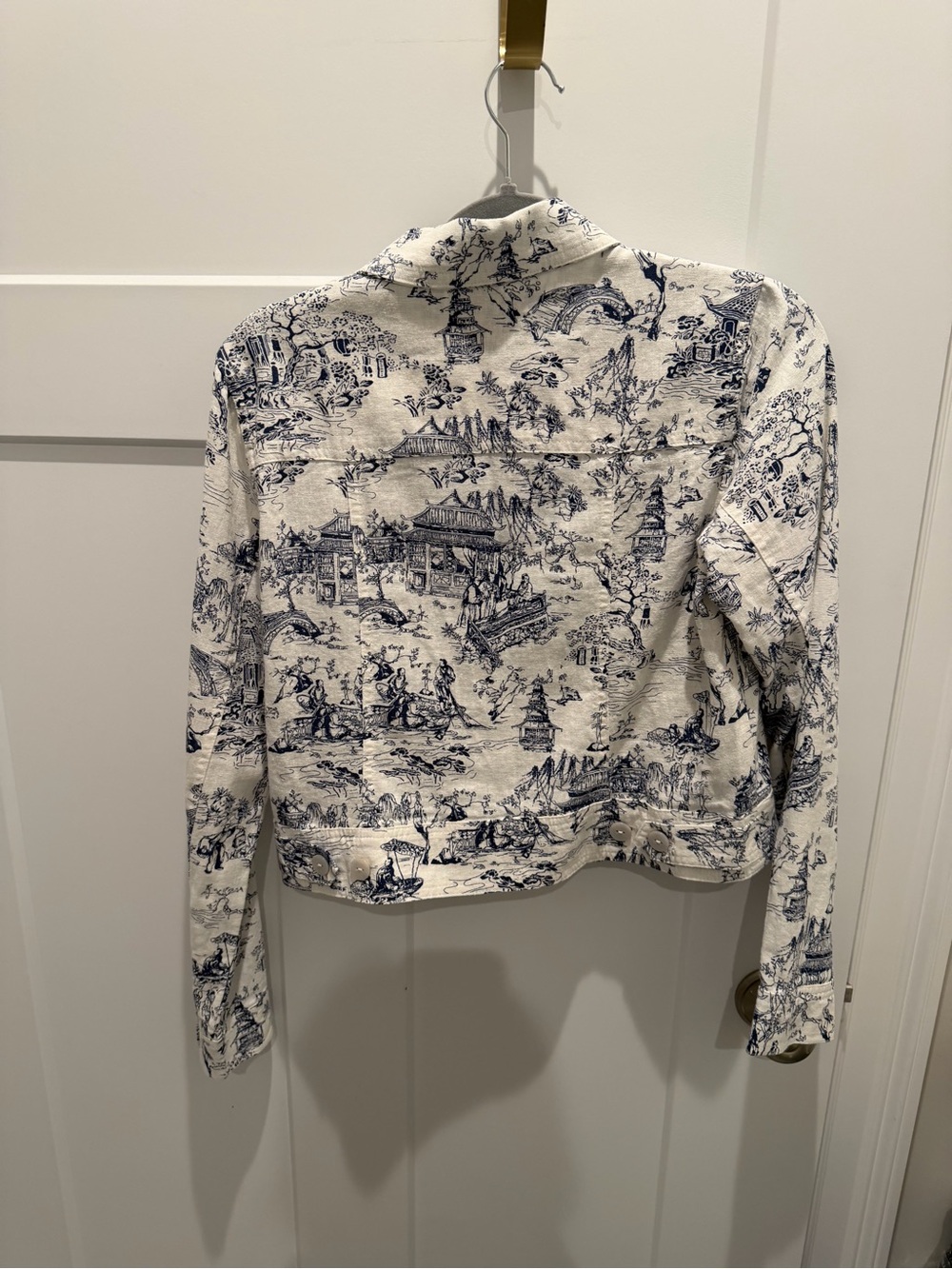 Joie White and Navy Toile Print Button-Up Shirt jacket - Picture 4 of 4
